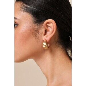 Lulus Stunning Decision Gold Matte Chunky Hoop Earrings - Size One Size